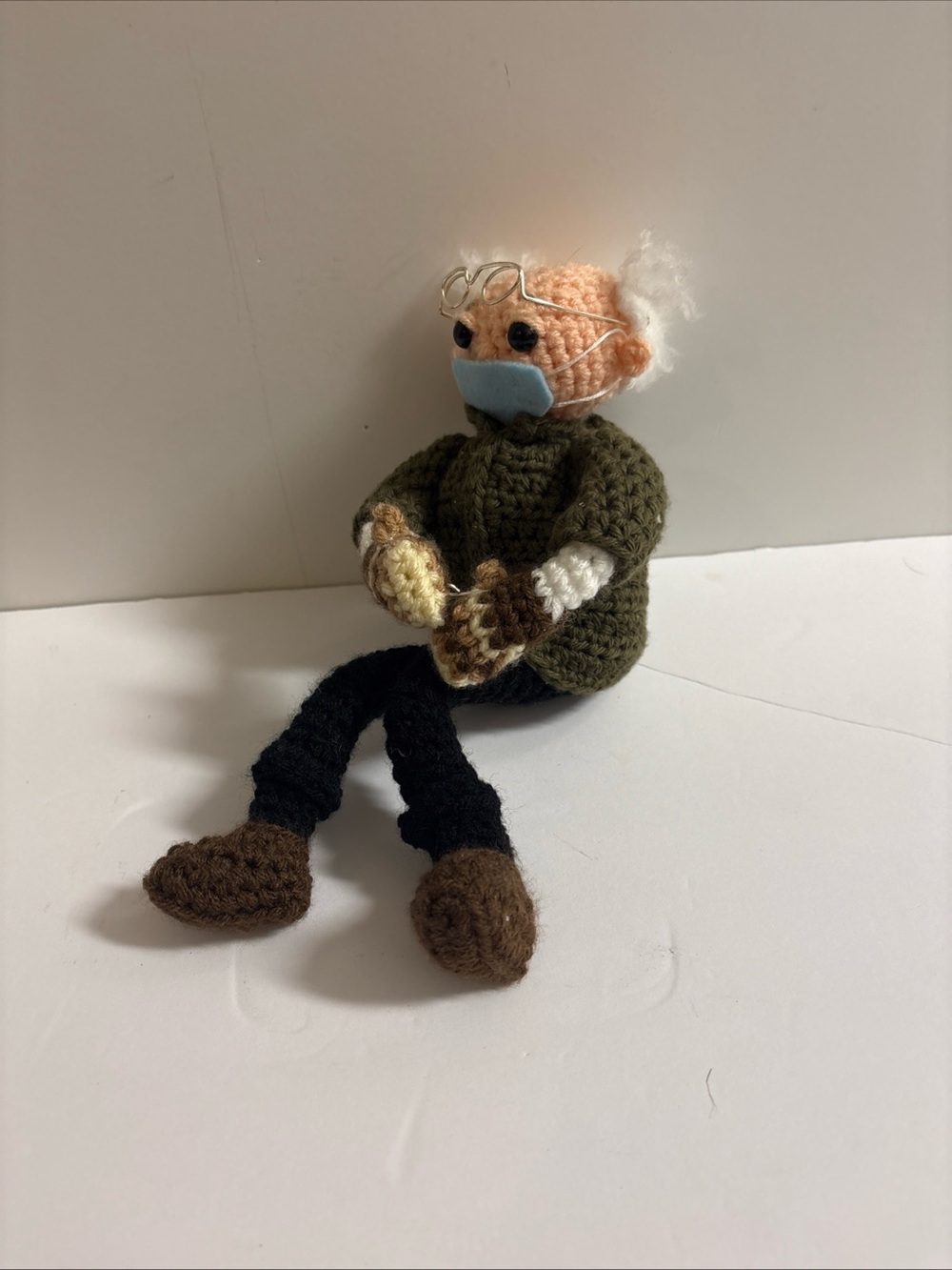 Crochet BERNIE Sanders Inauguration Day Doll Meme Covid Mittens